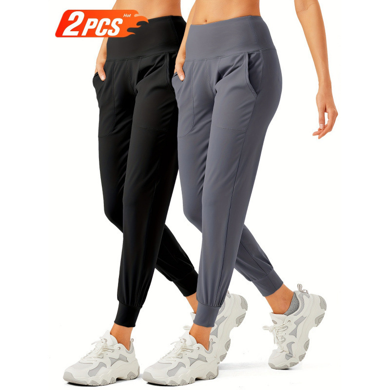2025 New Cross-Border European and American Style 2-Piece Women's Jogging Pants Lightweight Sports Leggings Cross-Border Dropshipping
