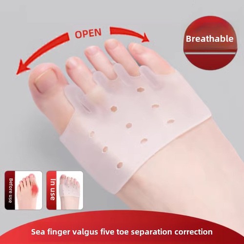 Silicone Toe Corrector Five-Hole Footbed Toe Separator Big Toe Deformity Corrector Magic Tool Forefoot Pad Half-Sized Pad