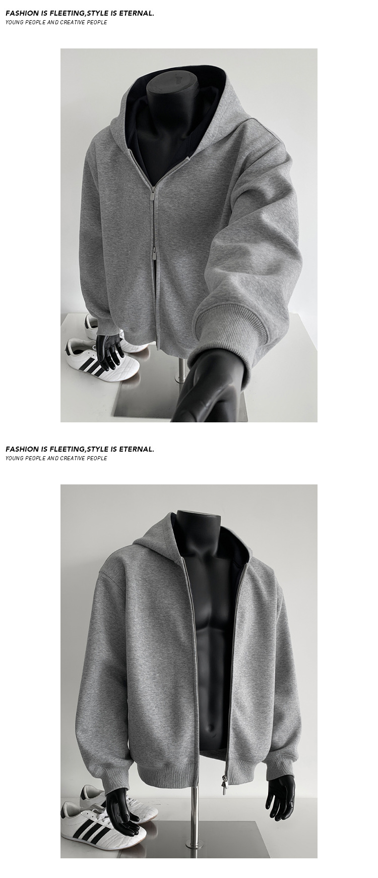 Schwerer Herren Kapuzenpullover Im Patchwork Style Oversized_voghion.com