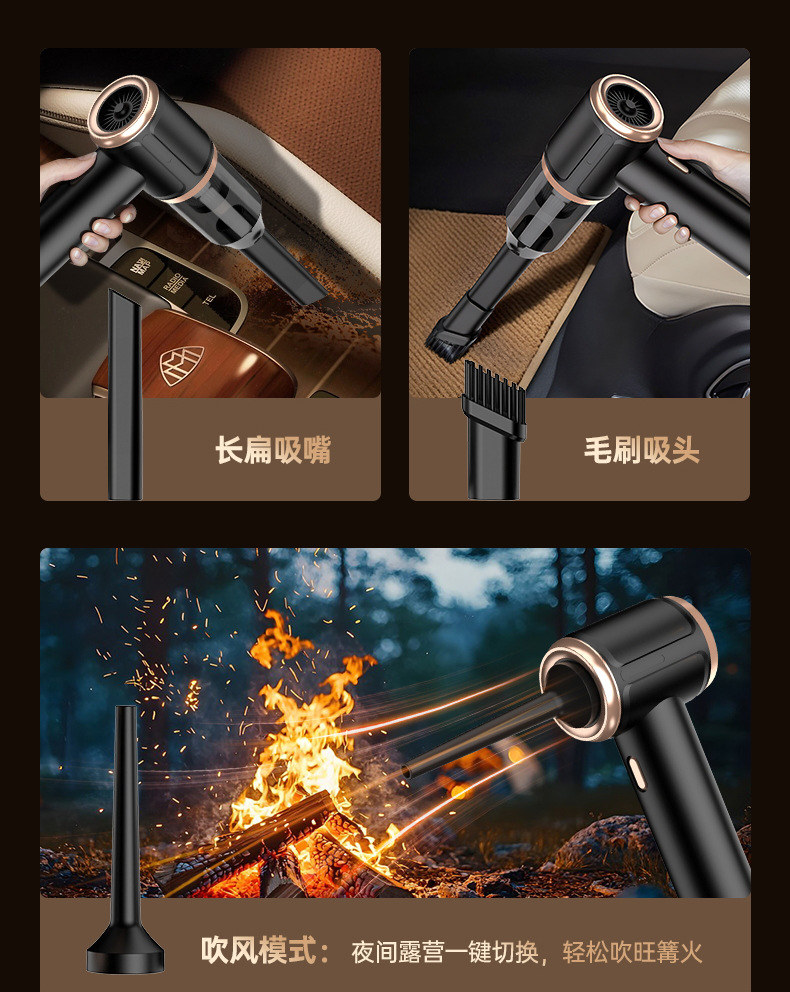 5-in-1 Car Vacuum Cleaner, Handheld Small Wireless Suction, Powerful Portable Car Vacuum Cleaner