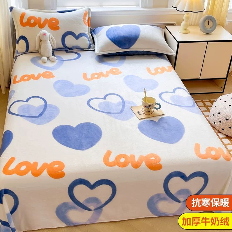 Invierno leche de lana de coral sábanas de lana de una sola pieza brida de manta de peluche dormitorio una sola persona gruesa manta de peluche cálida