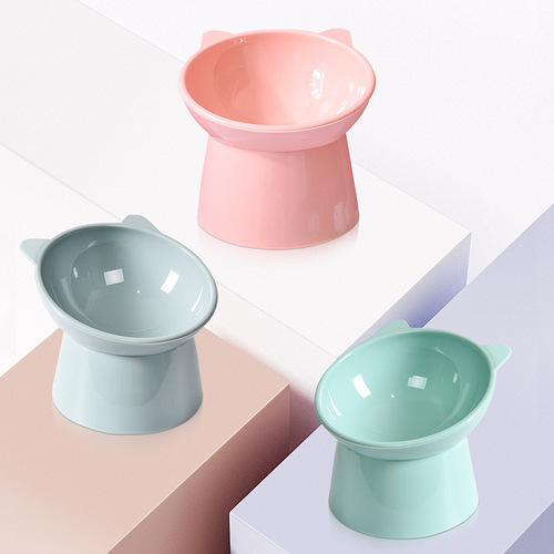 Factory Direct Selling Nordic Style Plastic Tall Leg Cat Bowl Pet Food Bowl for Cats and Dogs, Slanted Mouth Neck Protection Anti-Toppling Cat Water Bowl Pet Bowl