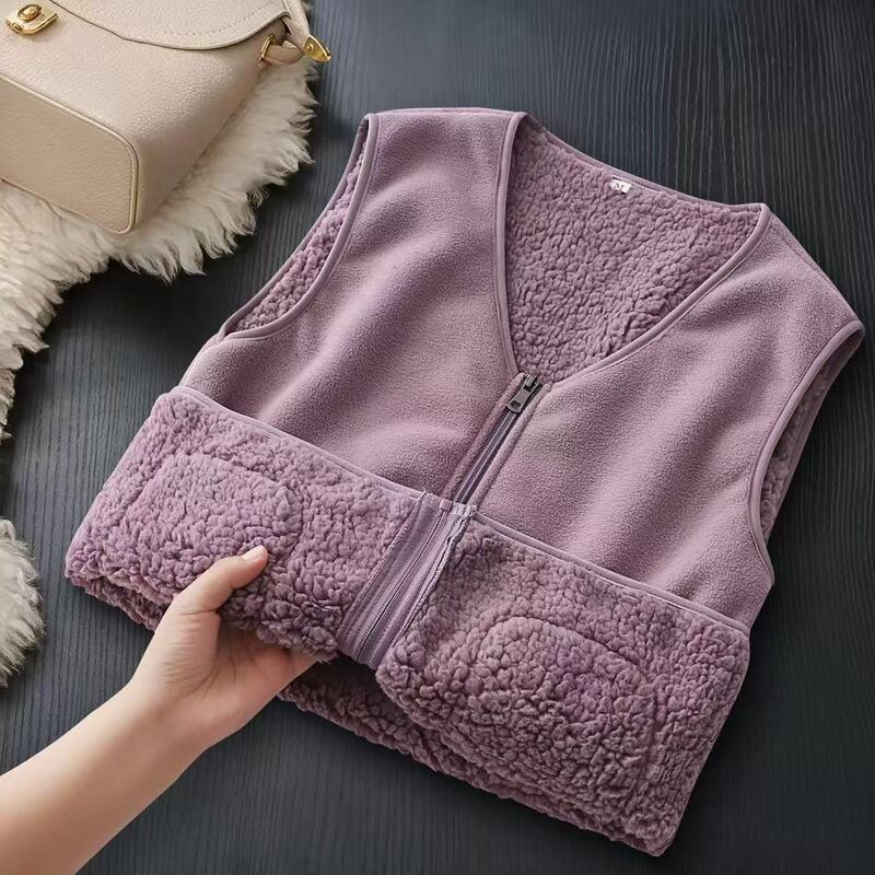 Women's fleece vest 2026 autumn and winter inner wear, cold-proof thickened lamb fleece vest, slim fit and versatile Women's fleece vest 2026 autumn and winter inner wear, cold-proof thickened lamb fleece vest, slim fit and versatile