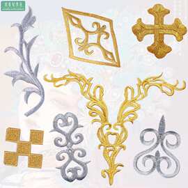 金银线祥云纹布贴刺绣花 演出服装绣花贴片 动漫礼服补丁贴熨烫花