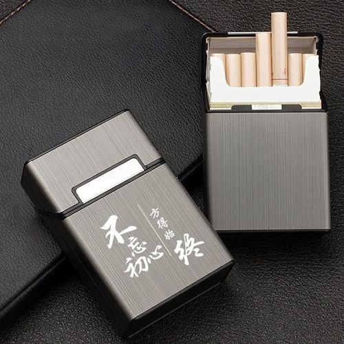 Ultra-thin Creative Aluminum Men's Portable Cigarette Case 20 Sticks, Personalized Engraving, Pressure and Moisture Proof, Soft and Hard Universal