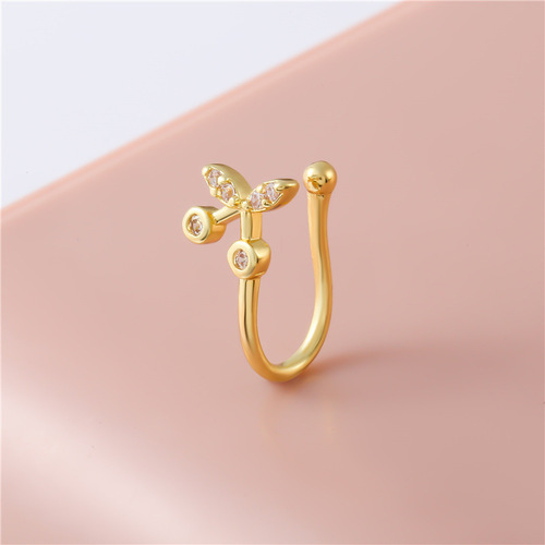 Cross-border new style copper inlaid stone non-hole piercing clip-on nose ring zirconium butterfly nose clip nose ornament European and American popular fake nose ring