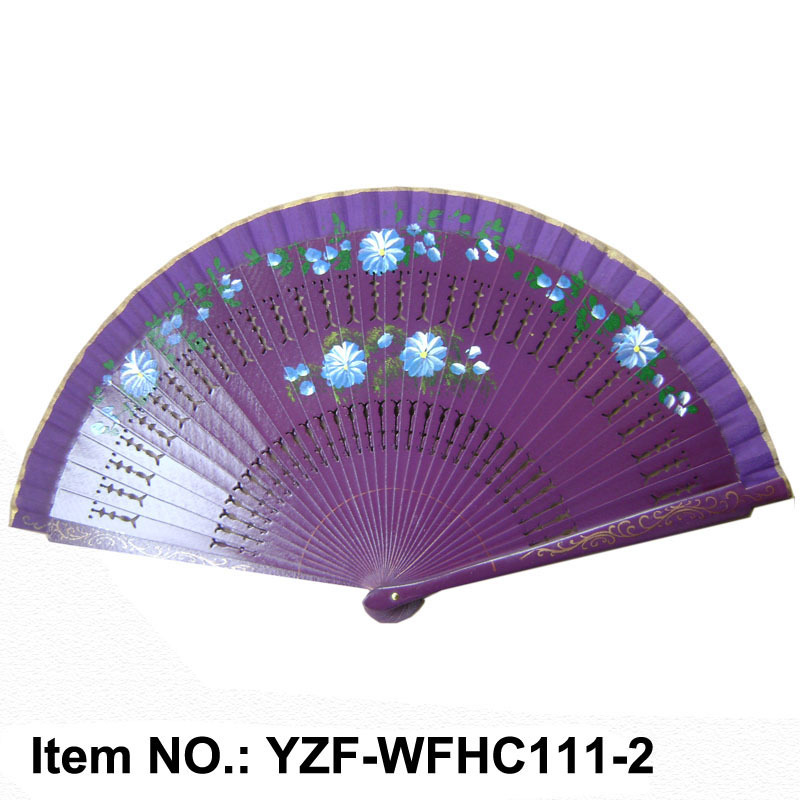 Venta al por mayor fácil apertura y cierre de doble cara hueco modelo español pasarela clásica ventilador plegable bailando ventilador de madera verano femenino