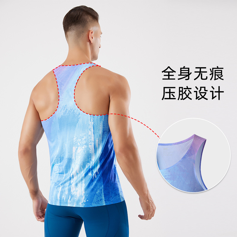 Hombres de verano de secado rápido ligero fitness slim deportes hombres y mujeres sin mangas entrenamiento maratón de secado rápido chaleco en forma de I