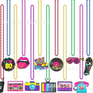 1980 s Hip Hop Theme Party Necklace Disco Color Rock Music Necklace Cross Border Ball