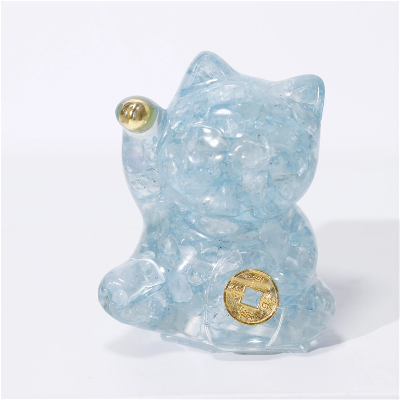 水晶の猫のデスクトップの置物の家の装飾のゴムの猫の工芸品の小さくて美しい猫の置物の卸売り