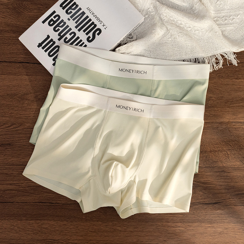 Verano helado sensación fría transpirable sin marcas antibacterianas pantalones de hombre sudor absorción de color sólido cuadrícula al por mayor