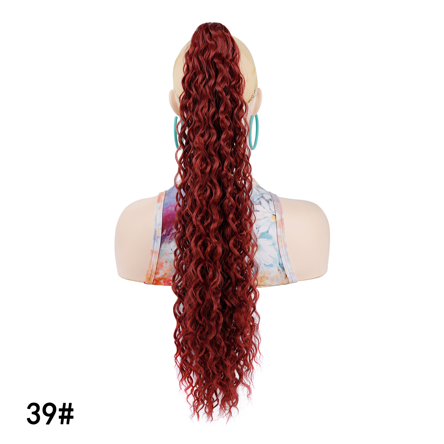 22 pulgadas comercio exterior agarrando clip de cabello rizado profundo cola de caballo esponjoso pequeño rollo natural latino trenzas de caballo fibra química peluca