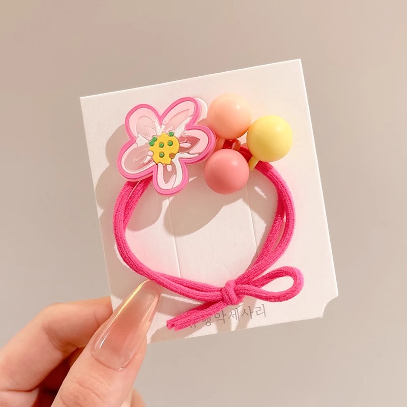 Color no daña anillo para el cabello de la niña atada bola cabeza cinta elástica lindos dibujos animados conejo flor cabeza adornos para el cabello