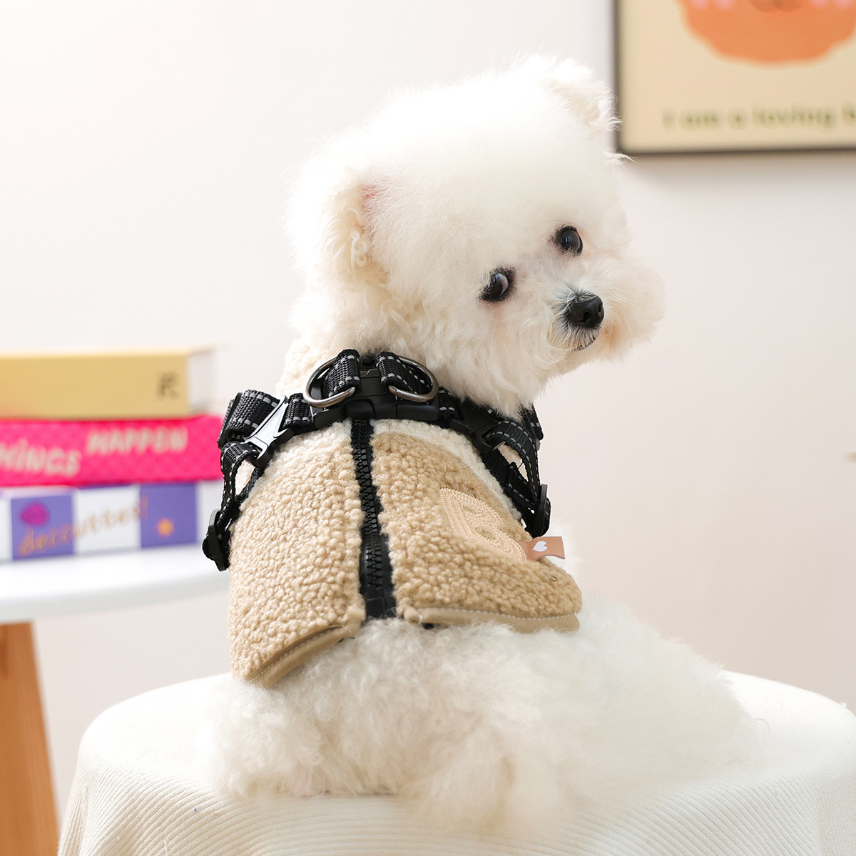 Ropa de mascotas otoño e invierno nuevo cálido forro de lana estilo coreano suéter cálido color frío-resistente Cordero polar tracción suéter