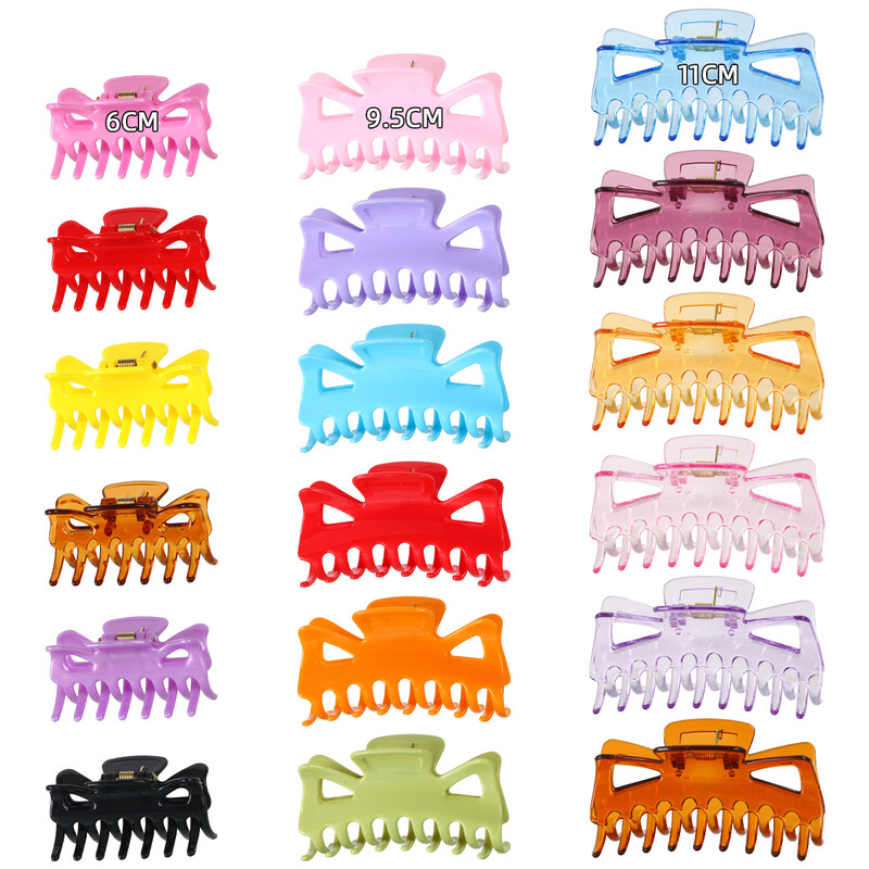 Cross-border New Color PS Material Multi-tooth Hollow Monster Clip Large and Medium-sized small size Women's Head Hair Clip
