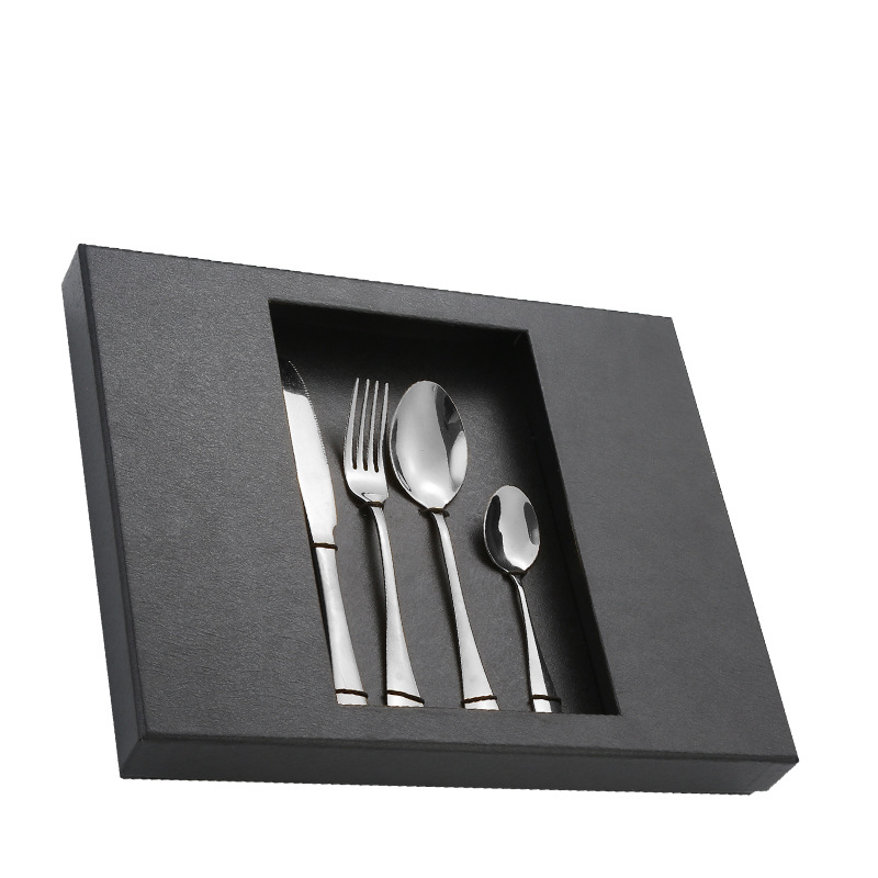 Juego de vajilla de acero inoxidable Amazon TikTok 20/24 piezas 1010 caja de regalo de cuatro piezas principales traje de cuchillo, tenedor y cuchara de comida occidental