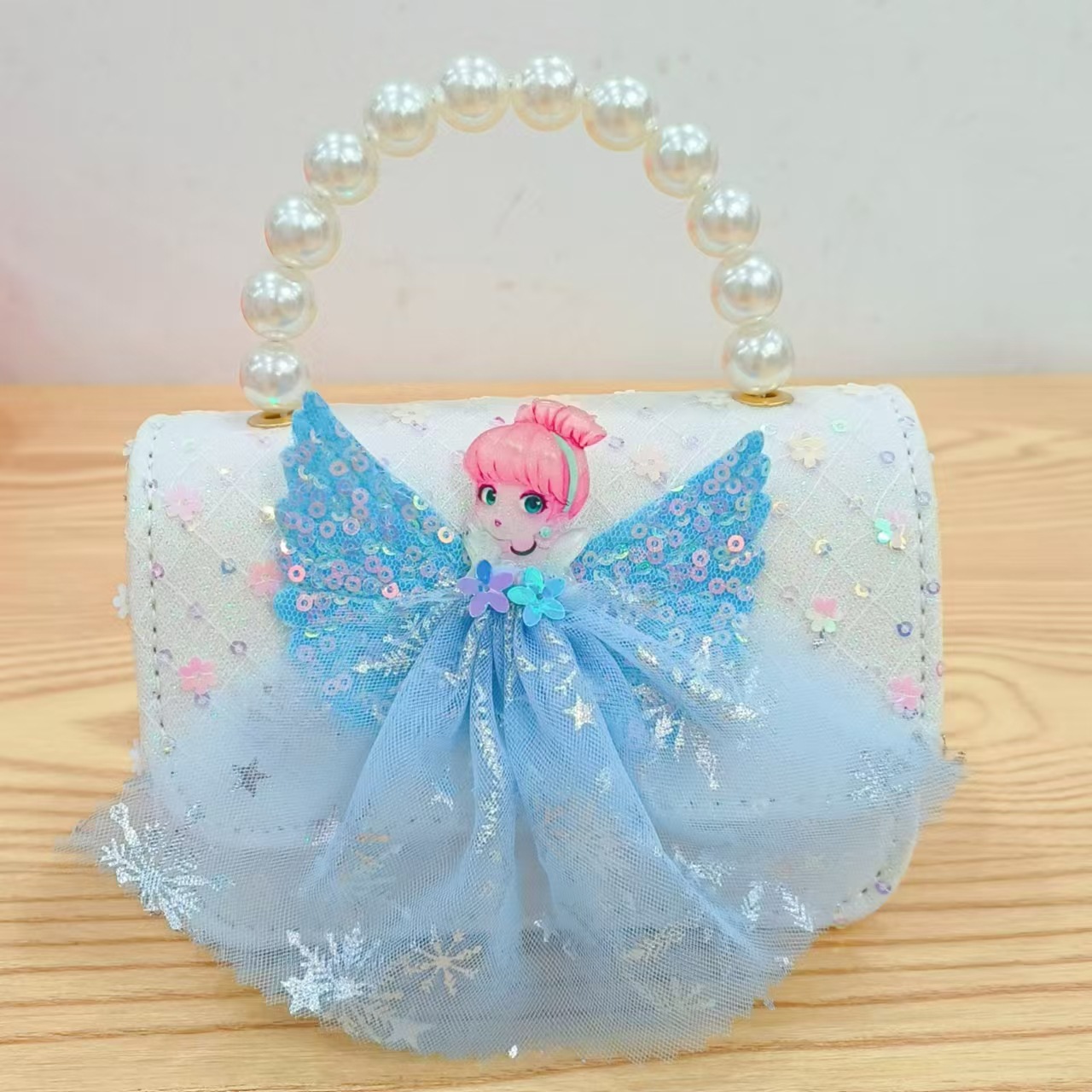 2024 nuevo estilo malla arco bolso para niños pequeño fragancia moda perla monedero princesa diagonal bolso