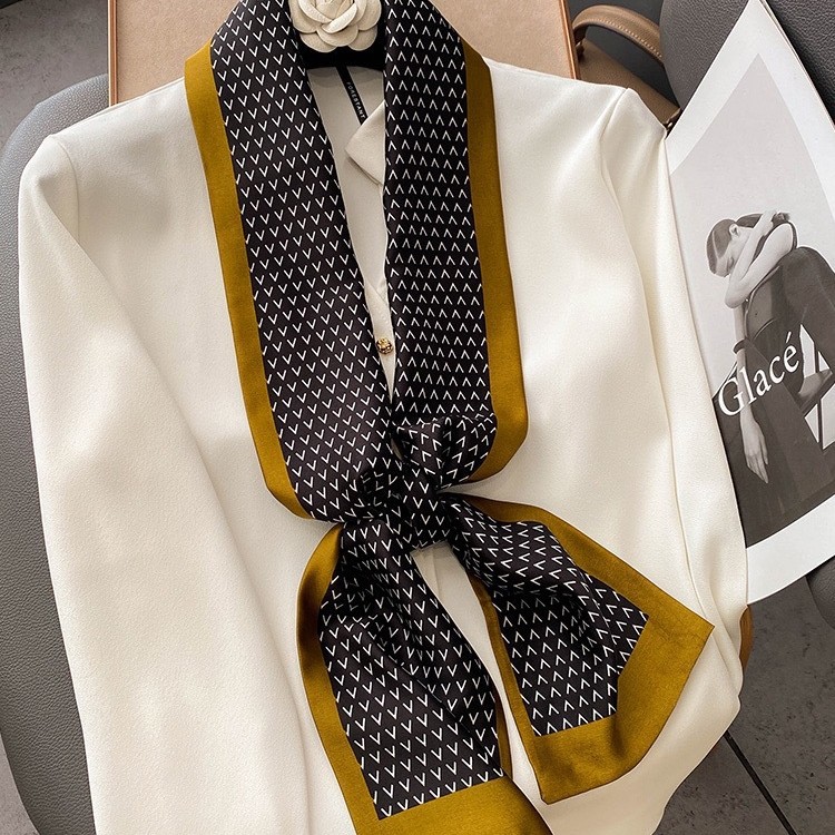 Bufandas de seda largas para mujeres 2025 nuevo bufandas de seda impresión al por mayor impresión de simulación de seda bolsa de ataduras flotante explosión dulce bufandas