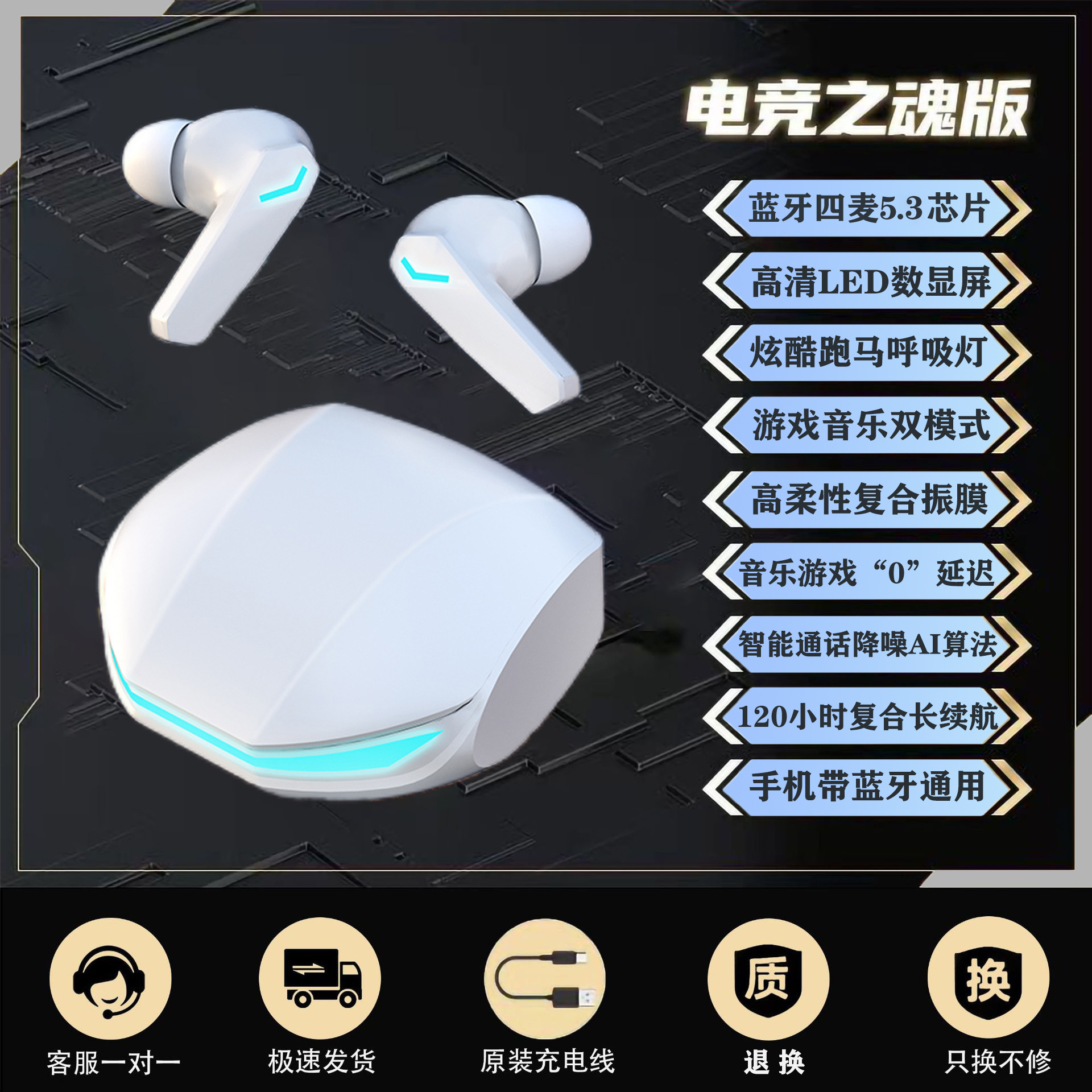 Auriculares Bluetooth inalámbricos transfronterizos AirMAX Pantalla táctil a todo color Auriculares deportivos multifuncionales de alta calidad con pantalla transparente