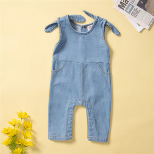 Cross-border children's clothing factory wholesale baby denim jumpsuits summer boys and girls pants baby suspenders