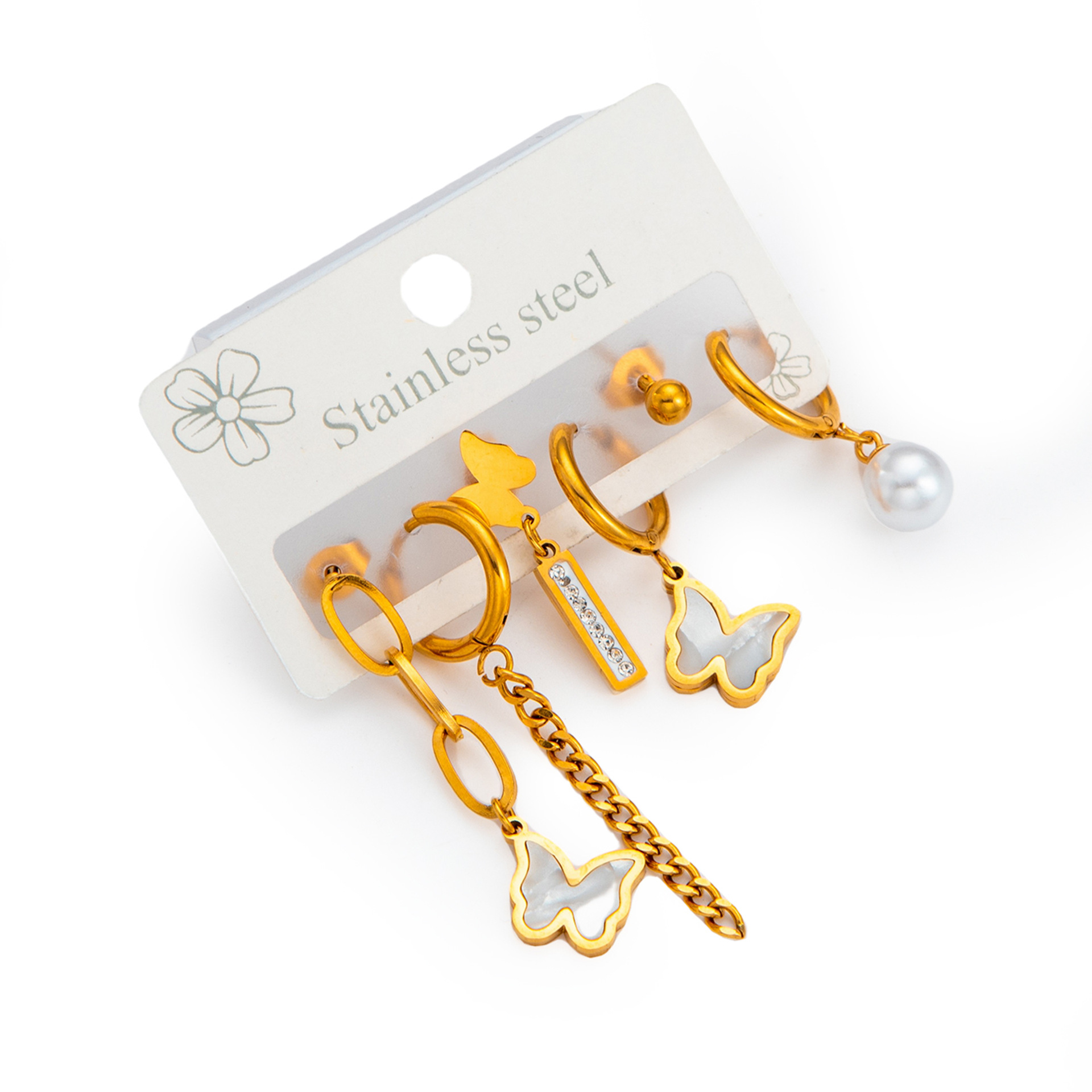 1 Set Eenvoudige Stijl Bloemen Galvaniseren Titanium Staal Oorbellen display picture 14