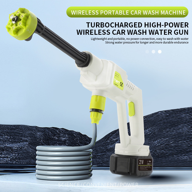 Cross-Border High-Pressure Car Wash Water Gun, Rechargeable Portable Lithium Battery Water Gun, High-Power Electric Display Water Gun, Cleaning Machine, Flower Watering Tool