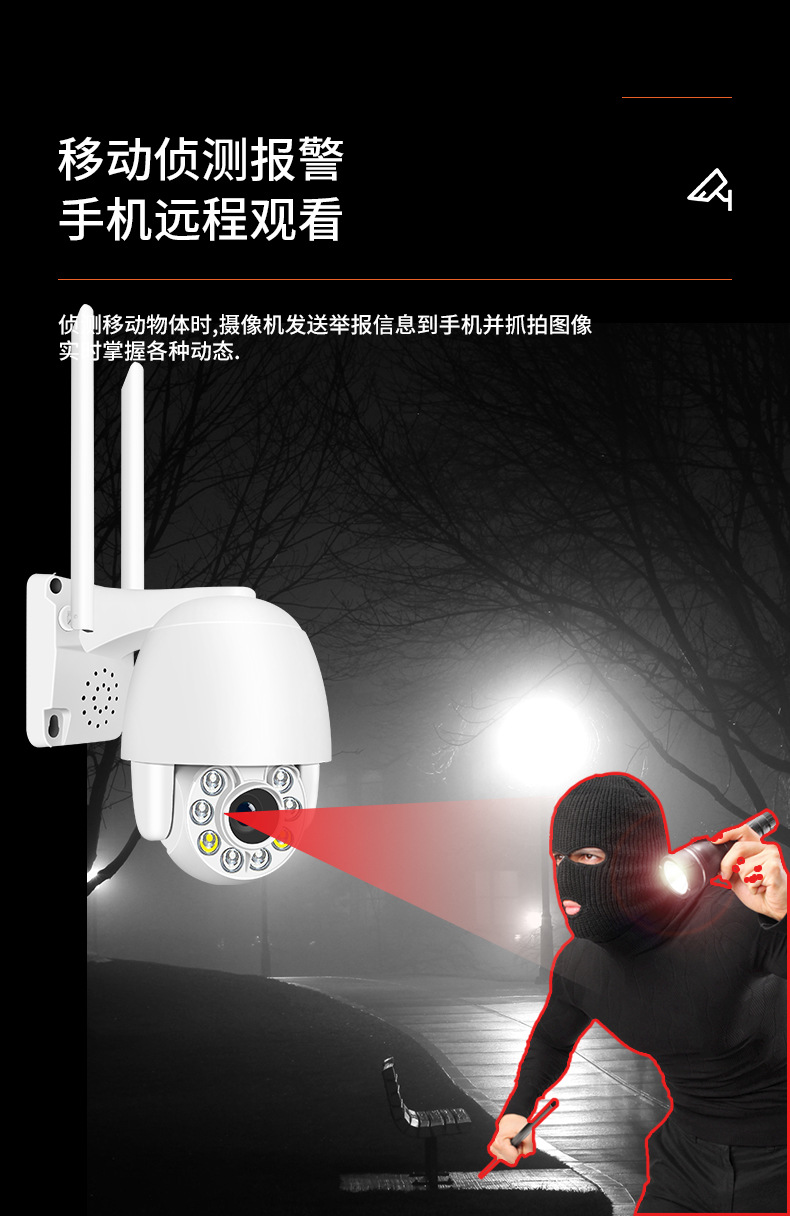 Panoramic 360° wireless surveillance camera with night vision