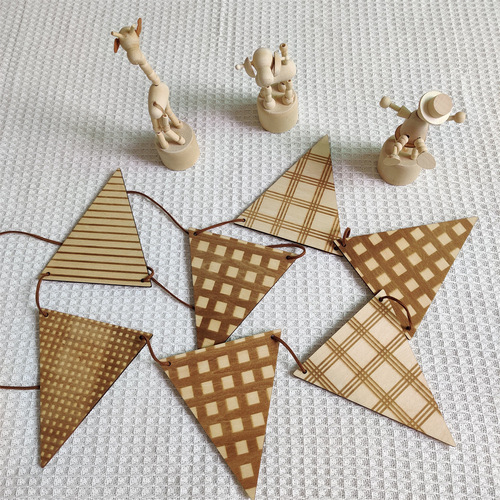 INS pure wooden pennant pull-up flag Nordic style children's day party dress wall forest hanging string