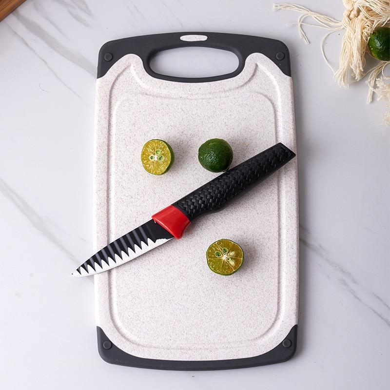 Set de tres piezas de tablero de corte de plástico de paja de trigo de doble cara y tablero de corte de tablero de mesa para cocina
