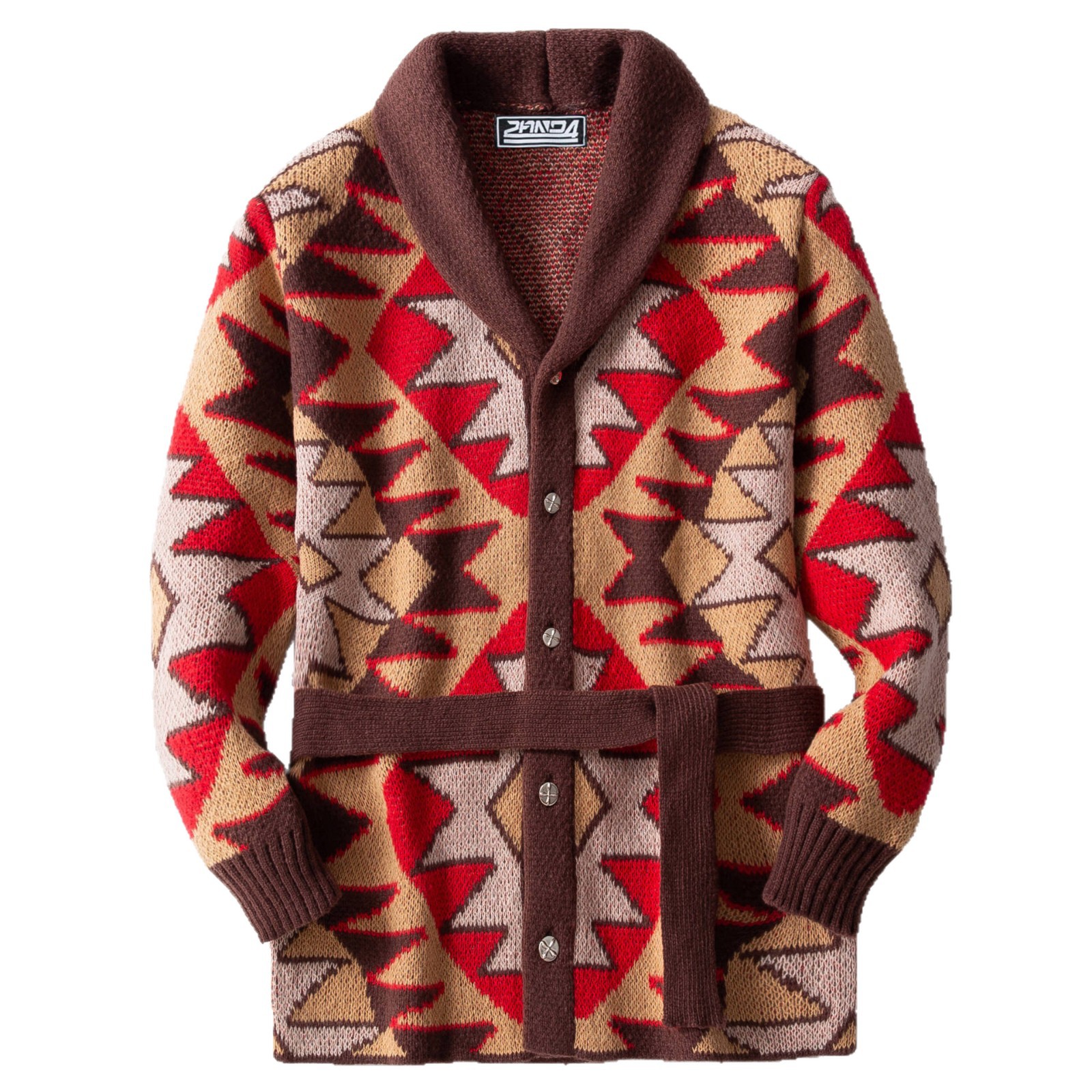 Ropa de hombre de comercio exterior europea y americana retro heavy-duty jacquard suéter con cordones de longitud media engrosada suéter abrigo SY0072