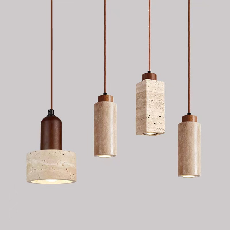 Vintage bedroom bedside pendant light in retro wabi-sabi style, yellow travertine, suitable for guesthouses, hotels, and restaurants, from Zhongshan lighting factory