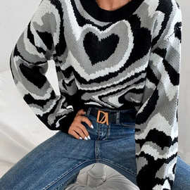 跨境亚马逊速卖通新款外贸热销Sweater Long Sleeve Round Neck K