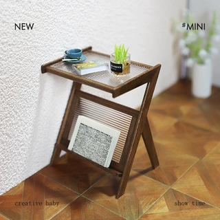 娃娃屋配件 diy微缩模型玩具木制创意迷你小茶几小角几茶桌M171