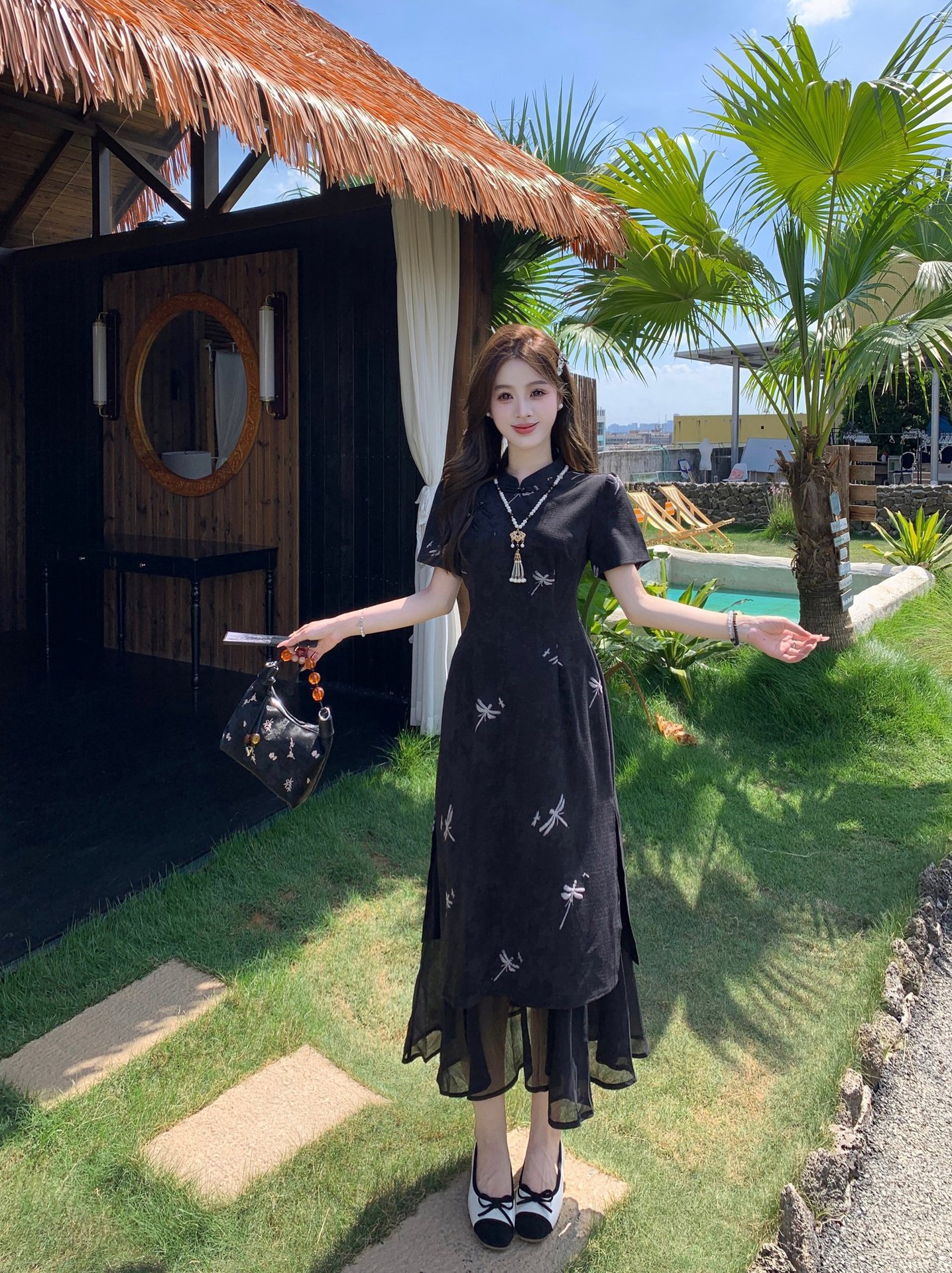 GraceChic New Chinese National Style Buttoned Cheongsam For Women Summer Plus Size Slimming High-end Elegant Long Dress_voghion.com