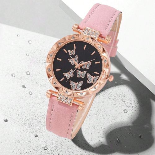 5pcs/setins style niche fashion butterfly ladies belt watch set
