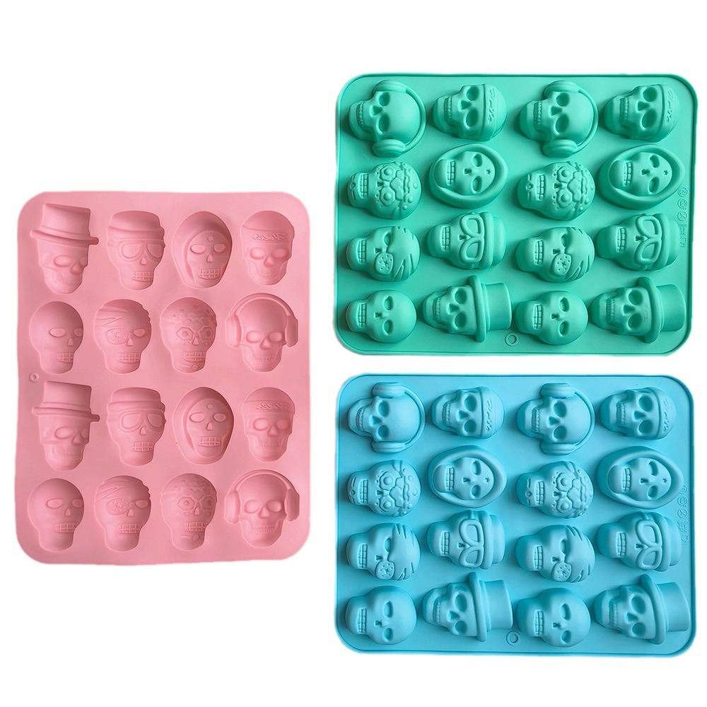 Skull Grid Hielo Silicone Mold Bar DIY Extraña bandeja de hielo 3D pudín de chocolate molde de pastel 688