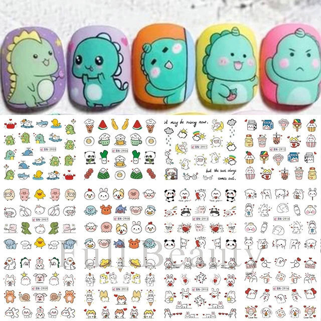 越境新作ネイル透かしシールins漫画熊オウムかわいい動物爪シールnail卸売り|undefined