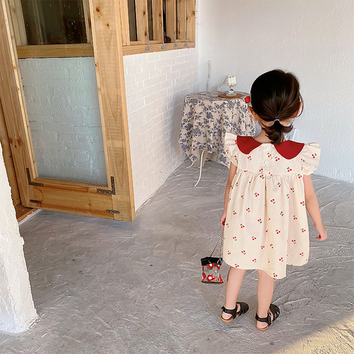 Girls Dress  Summer Children's Summer Style Doll Collar Cotton Small Fresh Baby Baby Dress