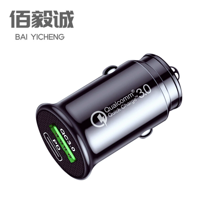 Новый мини QC3.0+PD автомобильное зарядное устройство Type-C машина Dual USB для быстрой зарядки оптом