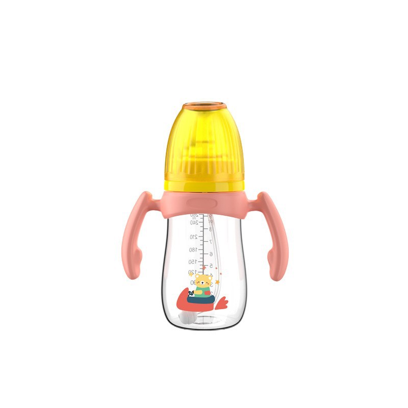 Biberón con tetina tipo chupete en caja, 210/240/300 ml, serie Cactus, con asa, biberón de PP con pajita