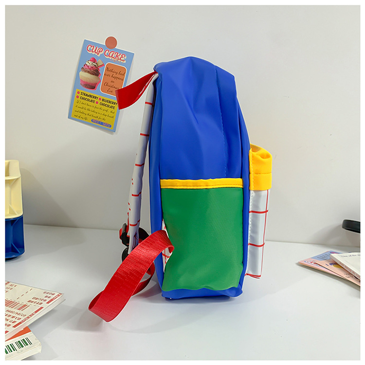 Wasserabweisend 15 Zoll Farbblock Schule Kinderrucksack display picture 1