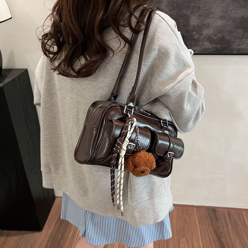25 新しい女性のバッグブラックスワン枕バッグ女性の新しいライト高級ニッチ pu ハイエンドポータブルショルダーバッグ|undefined