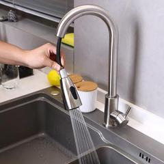 跨境不鏽鋼廚房抽拉式冷熱水龍頭家用洗菜盆可伸縮防濺水龍頭衛浴