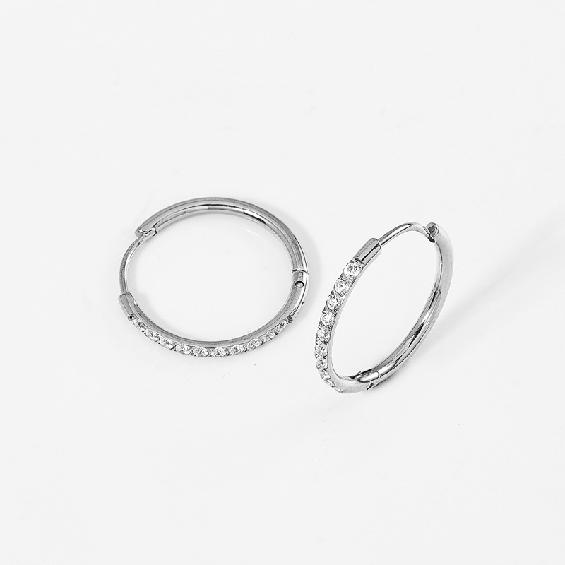 Aretes Zesen de Alta Calidad, Serie 2.0mm, Hechos a Mano, Populares en el Extranjero, de Acero Inoxidable, Finamente Tallados, con Incrustaciones de Diamantes, Cierres de Aretes, Aros