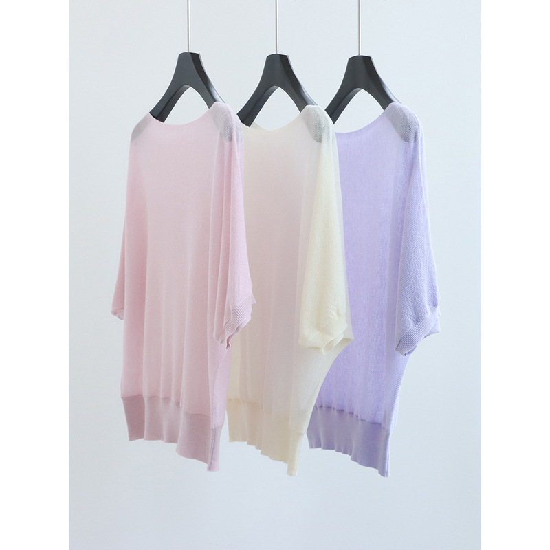 Lazy Batwing Sleeve Linen Wool Off-Shoulder Knit Sweater, Summer Lightweight Soft Pullover, Slimming Slightly Sheer Top for Women Lazy Batwing Sleeve Linen Wool Off-Shoulder Knit Sweater, Summer Lightweight Soft Pullover, Slimming Slightly Sheer Top for Women