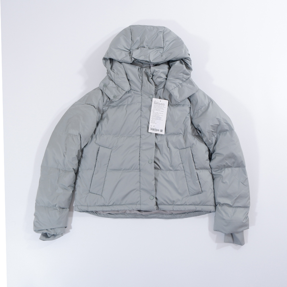 에메랄드 그레이 4프레임 퍼프 체크 다운 재킷