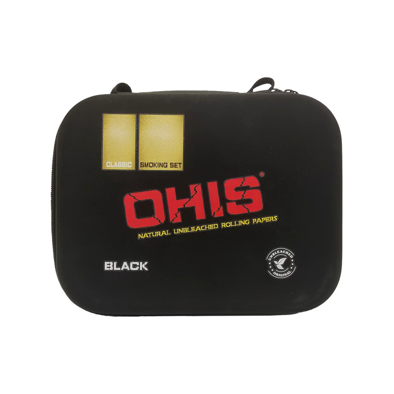 Ohis Black Zipper Bag Smoking Set 10-Piece Portable Outdoor Hand-Rolled Operation Set Smoking Kit