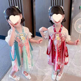 女童汉服夏装连衣裙2025新款洋气儿童唐装女孩童装裙子飘逸公主裙
