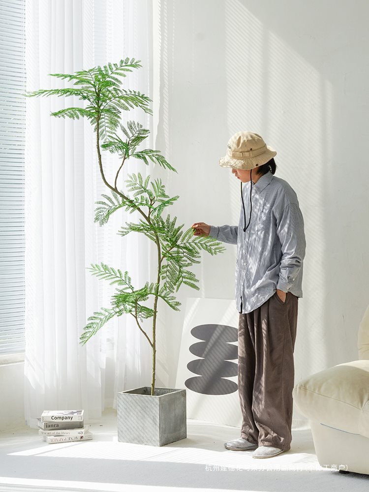 Jacaranda Green Plant Floor-Standing Potted Bionic Plant Ornaments Indoor Living Room Sofa Decoration Bonsai Fake Tree