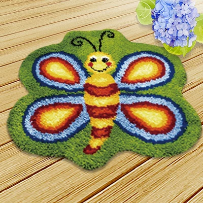 Avtomobil döşəmə paspasları — Embroidery Car Seat Mat Handmade Carpet - zd012-butterfly-50cm-white-net-cross